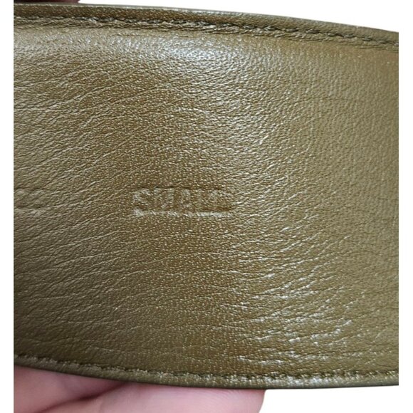 Charter Club Belt Genuine Green Leather Gold Tone Prong Women's Size S - Picture 7 of 9